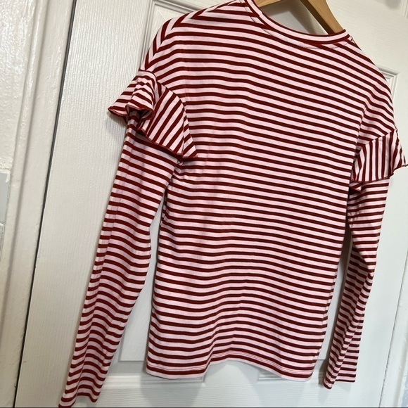 h&m Women Stripe Long Sleeve Ruffle Drop Blouse/Top- Size S - Picture 4 of 8